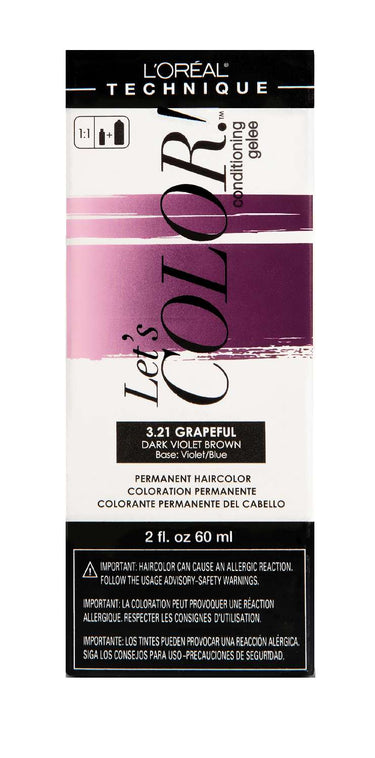 L’Oréal Technique Let's COLOR Permanent Gel Hair Color – 3.21 Grapeful (Dark Violet Brown, Violet/Blue Base) – 2 fl oz - ANNS BEAUTY SUPPLY